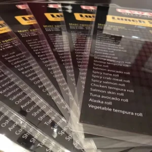 Laminated Menu Printing bulk