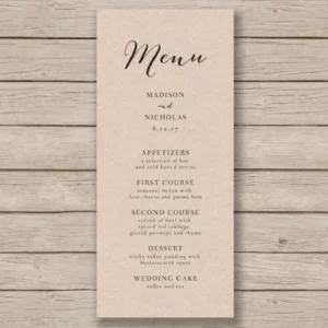 Wedding Menu Printing bulk